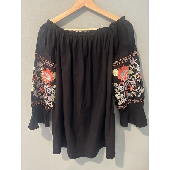 Free People Fleur DuJour Mini Black Puff Sleeve Off Shoulder Dress Women Size XS - Picture 5 of 5